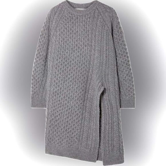 Stella McCartney ‘18 Gray Asymmetric Cable-knit Wool And Alpaca-blend Sweater - Picture 5 of 16